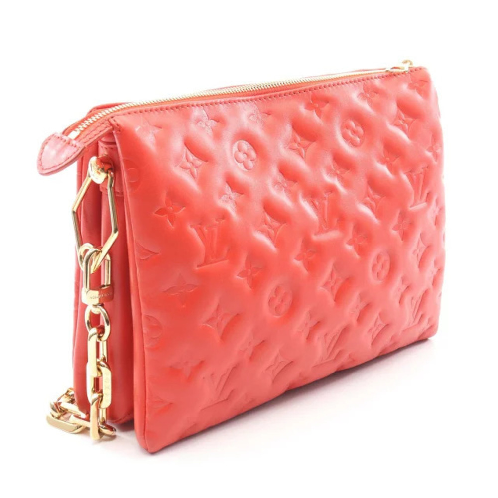 Louis Vuitton Shoulder Red Leather Coussin Monogram Embossed Bag